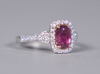 Platinum sapphire diamond ring US 6.75