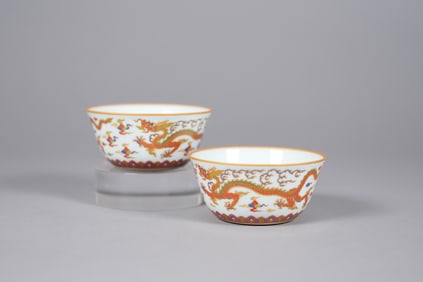 2 Chinese dragon cups