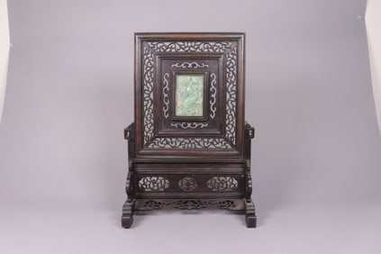 Chinese jadeite plaque with stand
