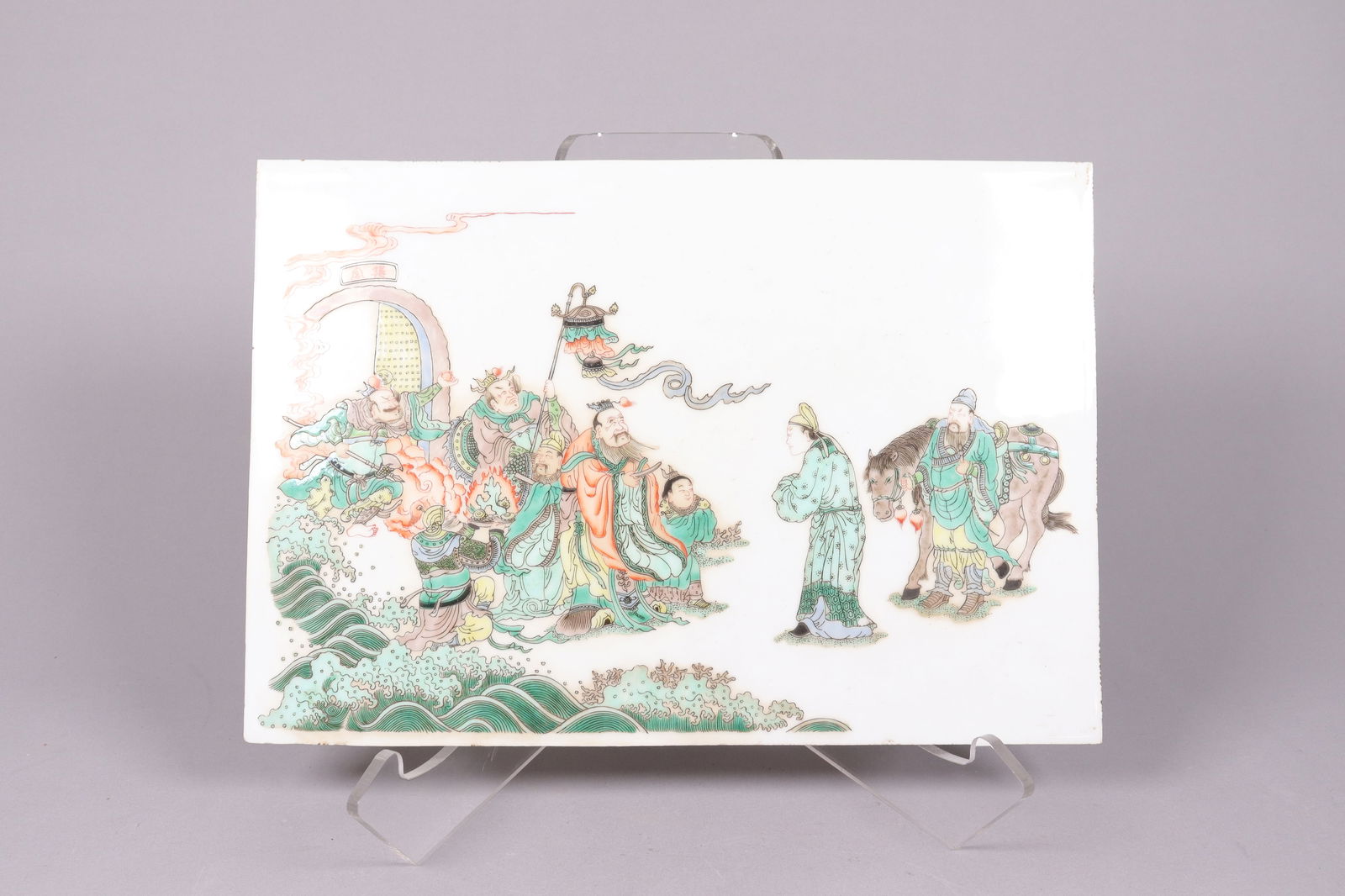 Chinese porcelain tile: Chinese fine porcelain tile. H: 10" x W: 14.25."