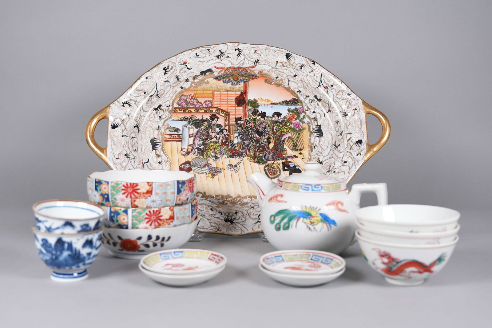 Lots Asian items: Lots Asian items, largest H: 1.3" x W: 18.6."