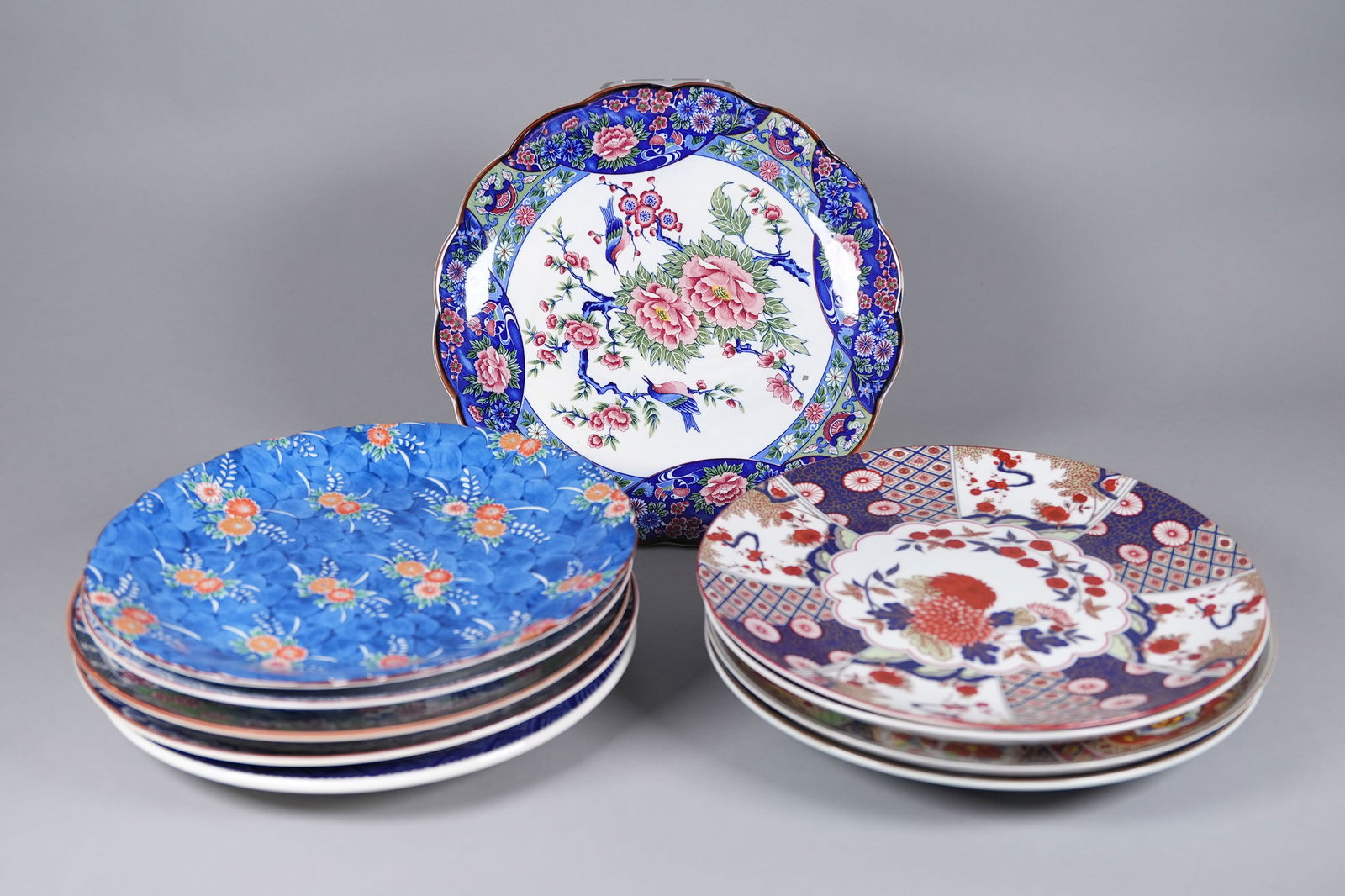 Lots Asian plates: Lots Asian plates, largest H: 1.7" x W: 12.7."