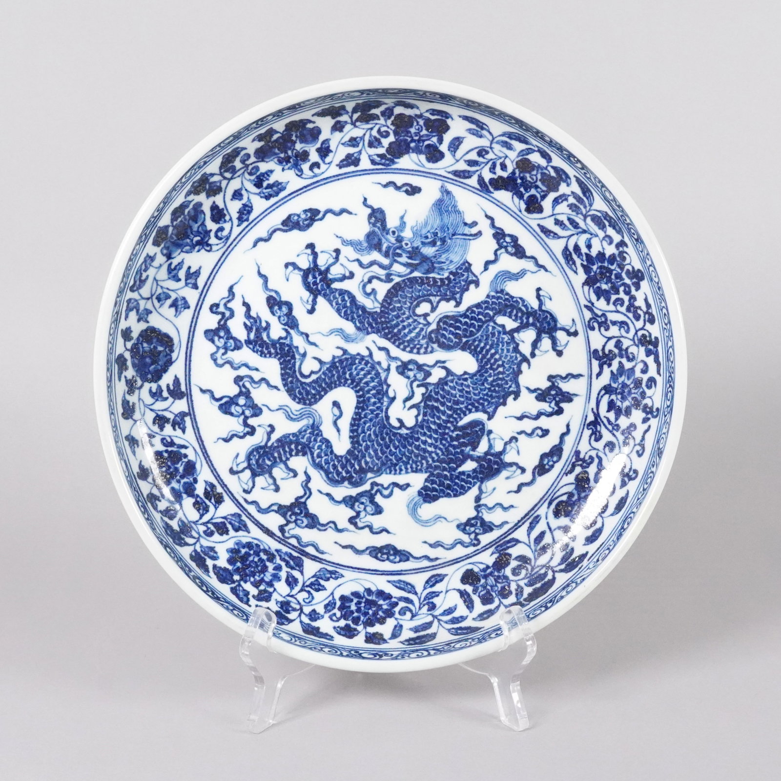 Chinese fine b/w dragon plate (1 of 6)