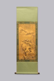 Chinese long scroll with wooden box