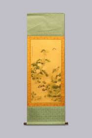 Chinese long scroll with wooden box