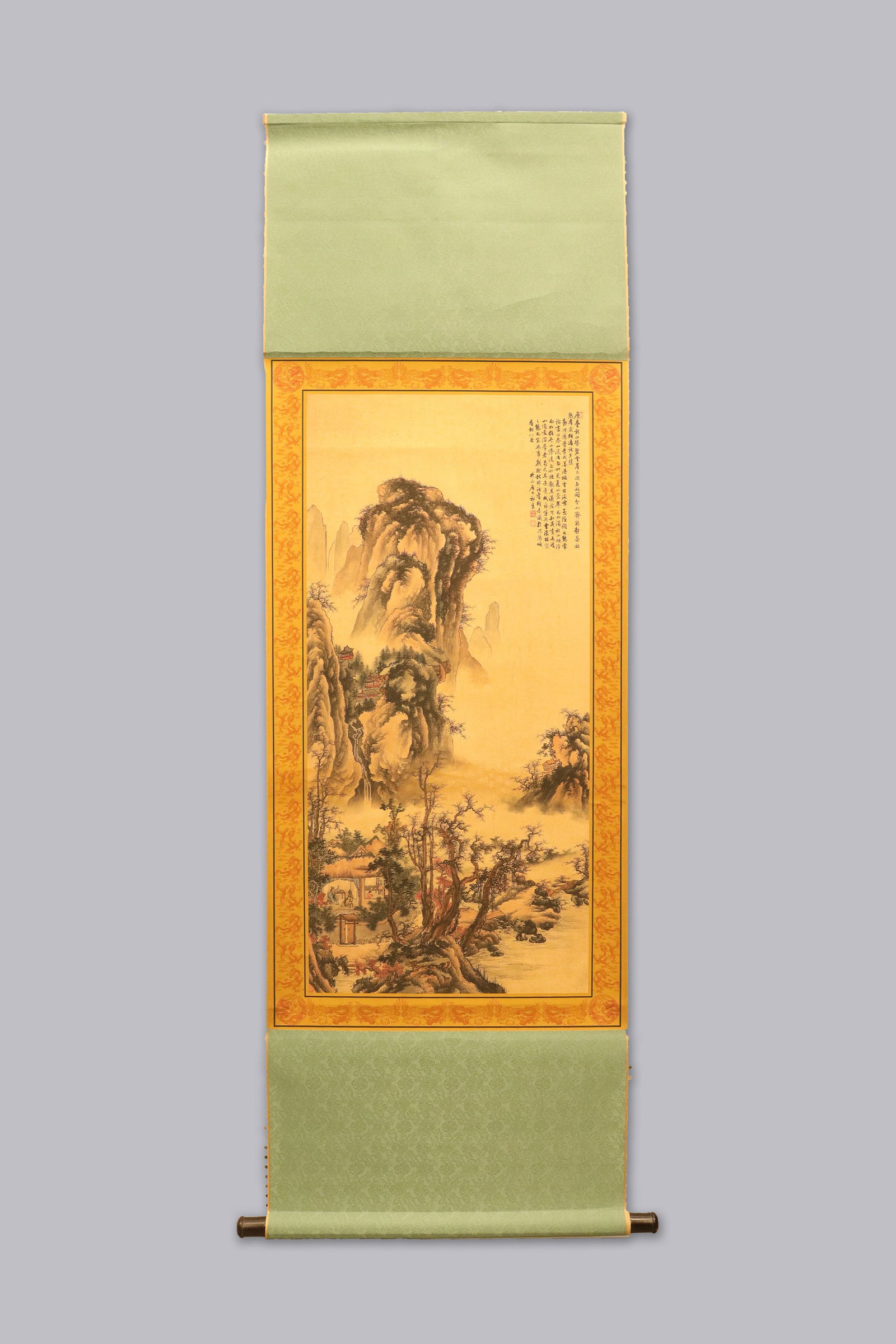 Chinese long scroll with wooden box (1 of 5)