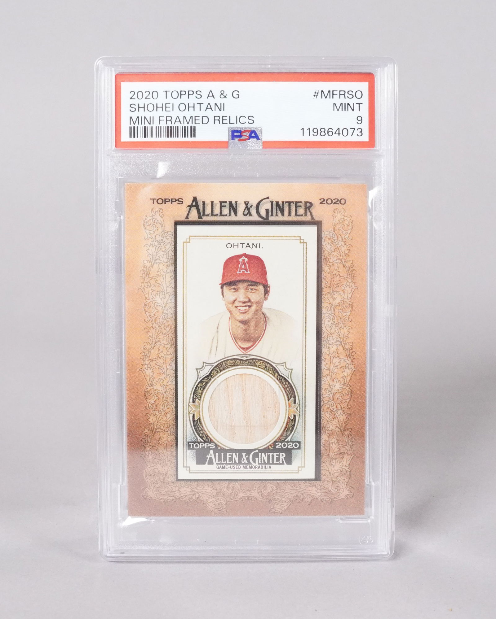2020 Topps Shohei Ohtani relic card PSA 9: 2020 Topps Shohei Ohtani rare relics card, PSA 9.