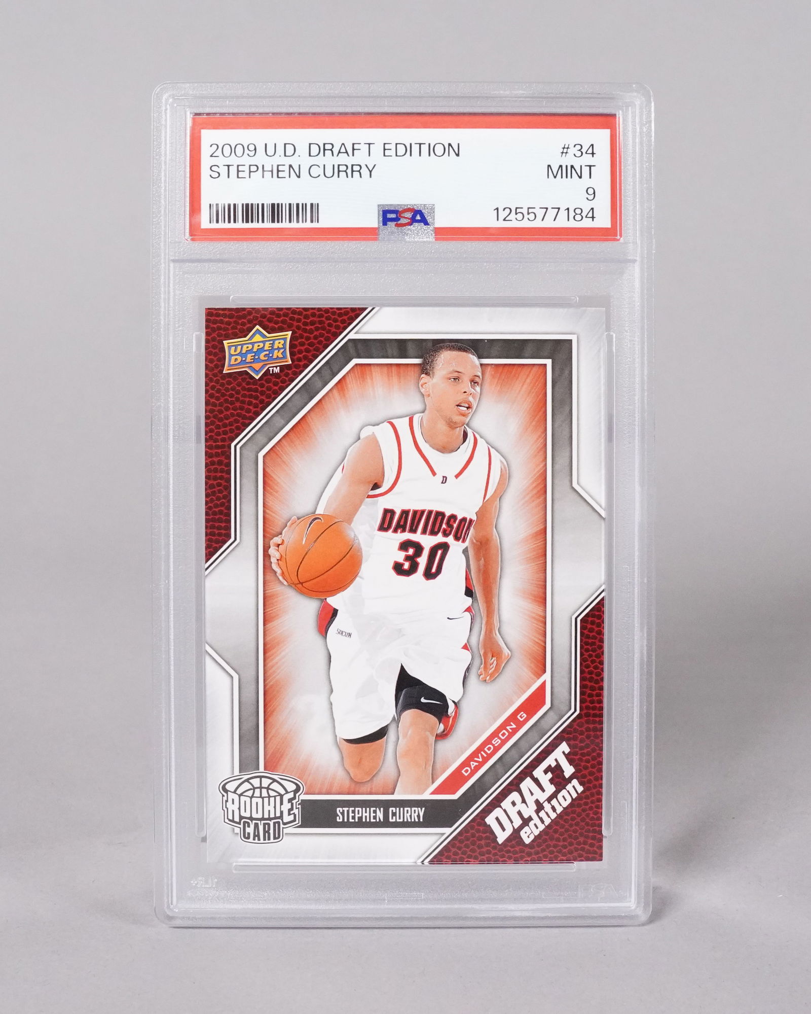 2009 Steph Curry rookie card PSA 9: 2009 Steph Curry rookie card, PSA 9.