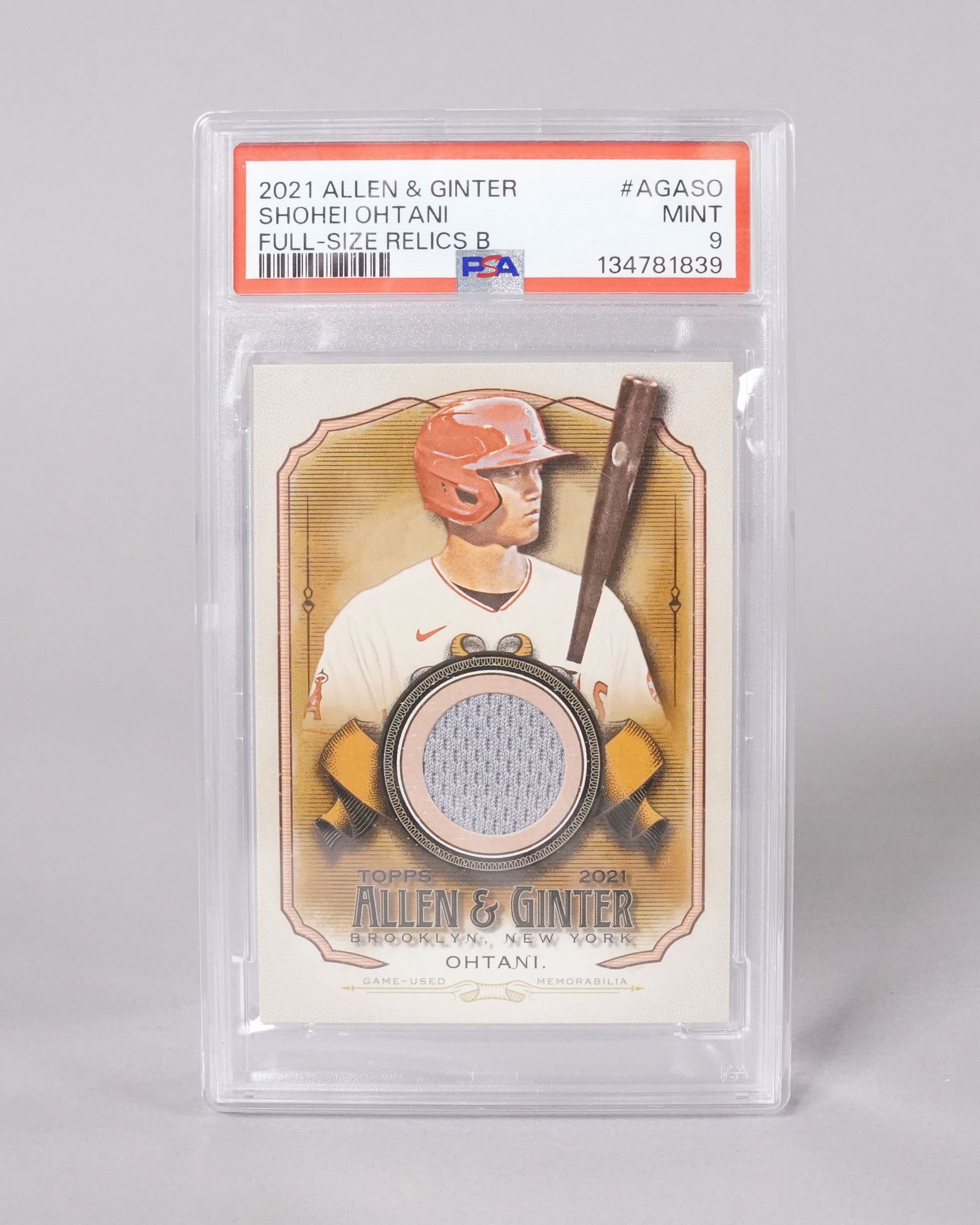 Shohei Ohtani jersey relic card PSA: Shohei Ohtani jersey relic card. PSA graded.