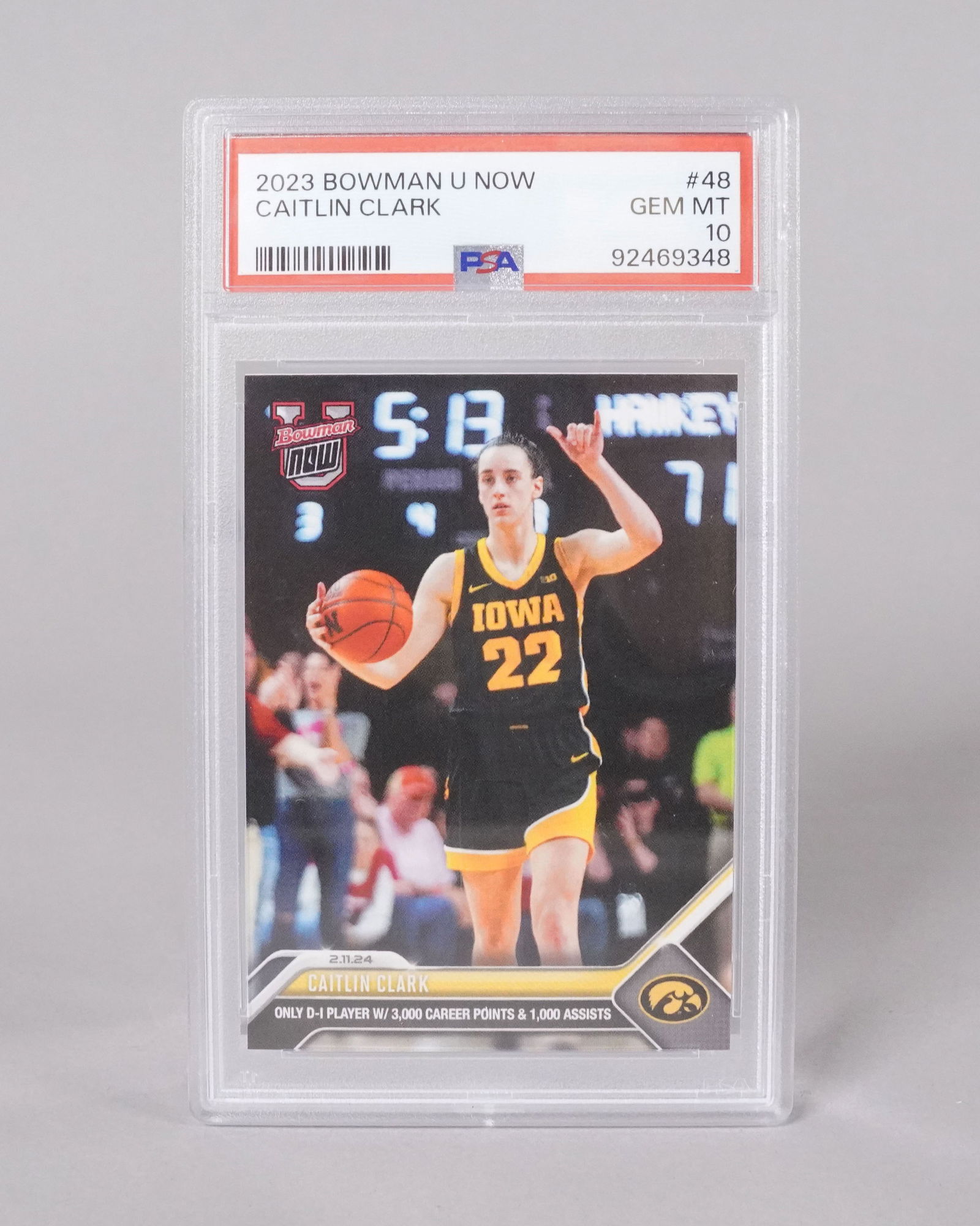 2023 Caitlin Clark basketball card PSA 10: 2023 Caitlin Clark college basketball card, PSA 10.
