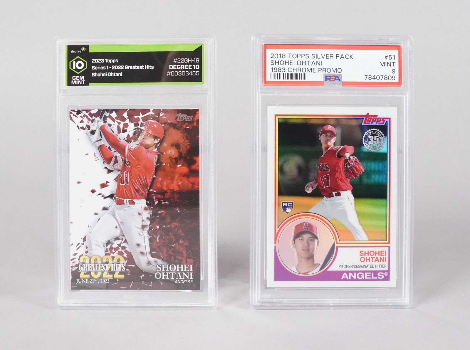 Lots Shohei Ohani cards PSA: Lots Shohei Ohtani cards, one is PSA 9 grded.