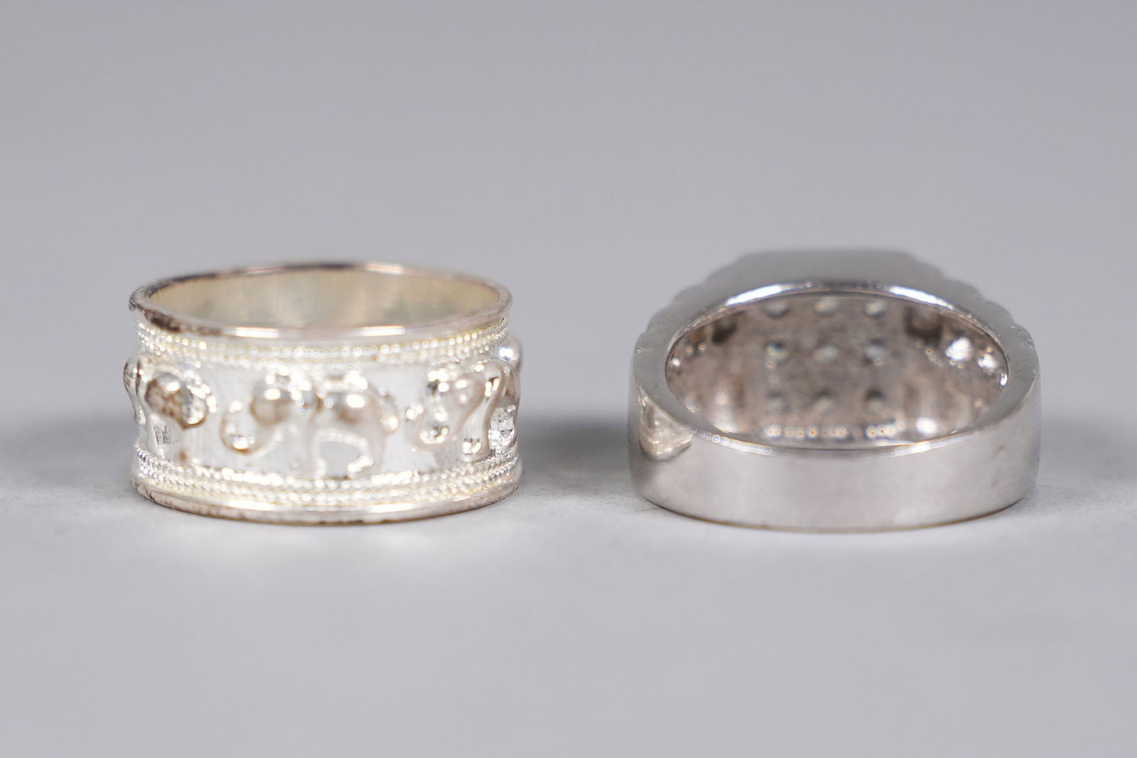 Lots silver diamond ring estate - 5