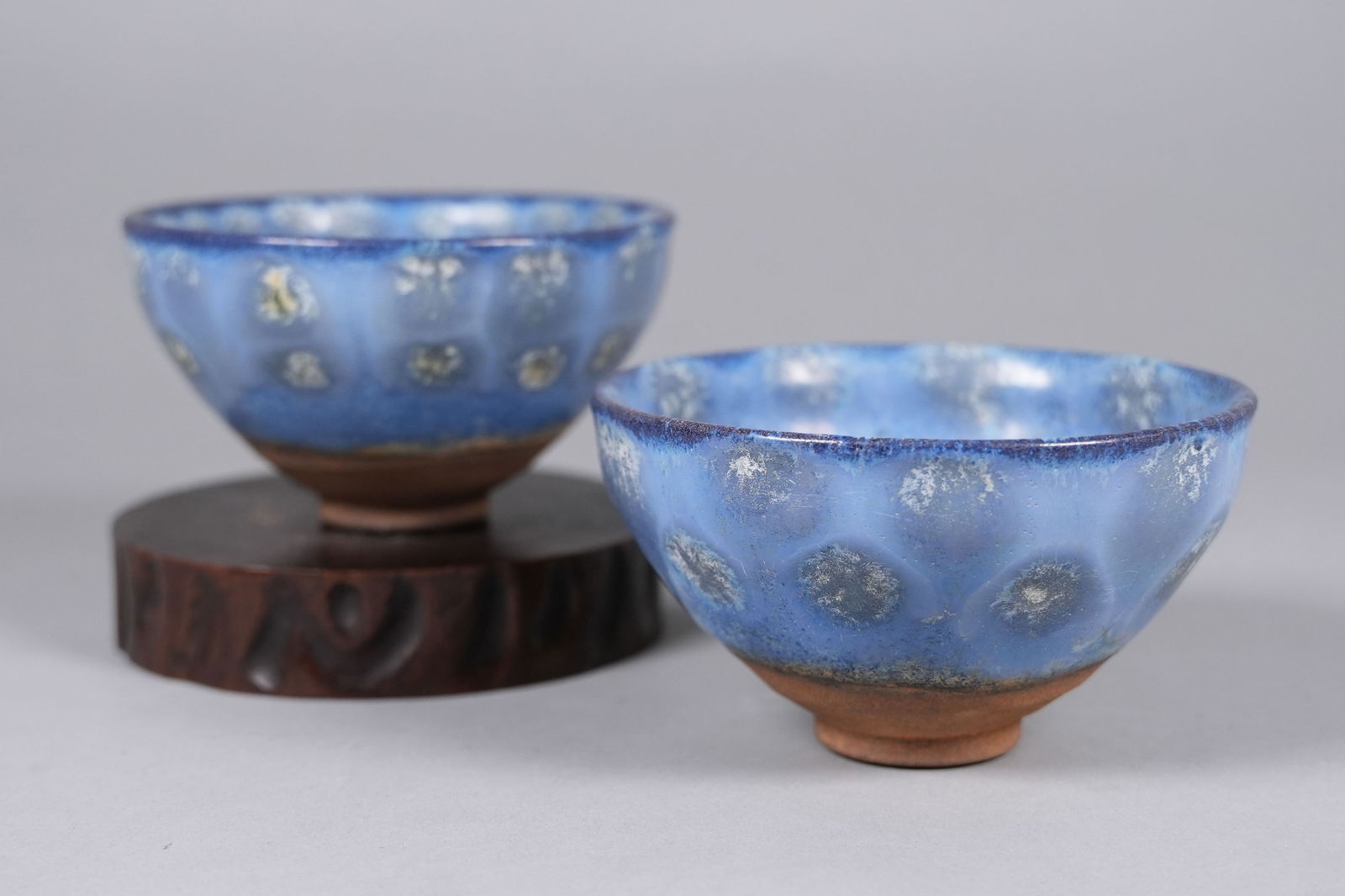 2 Chinese tea bowls: 2 Chinese fine tea bowls. Largest H: 3" x W: 5.2."