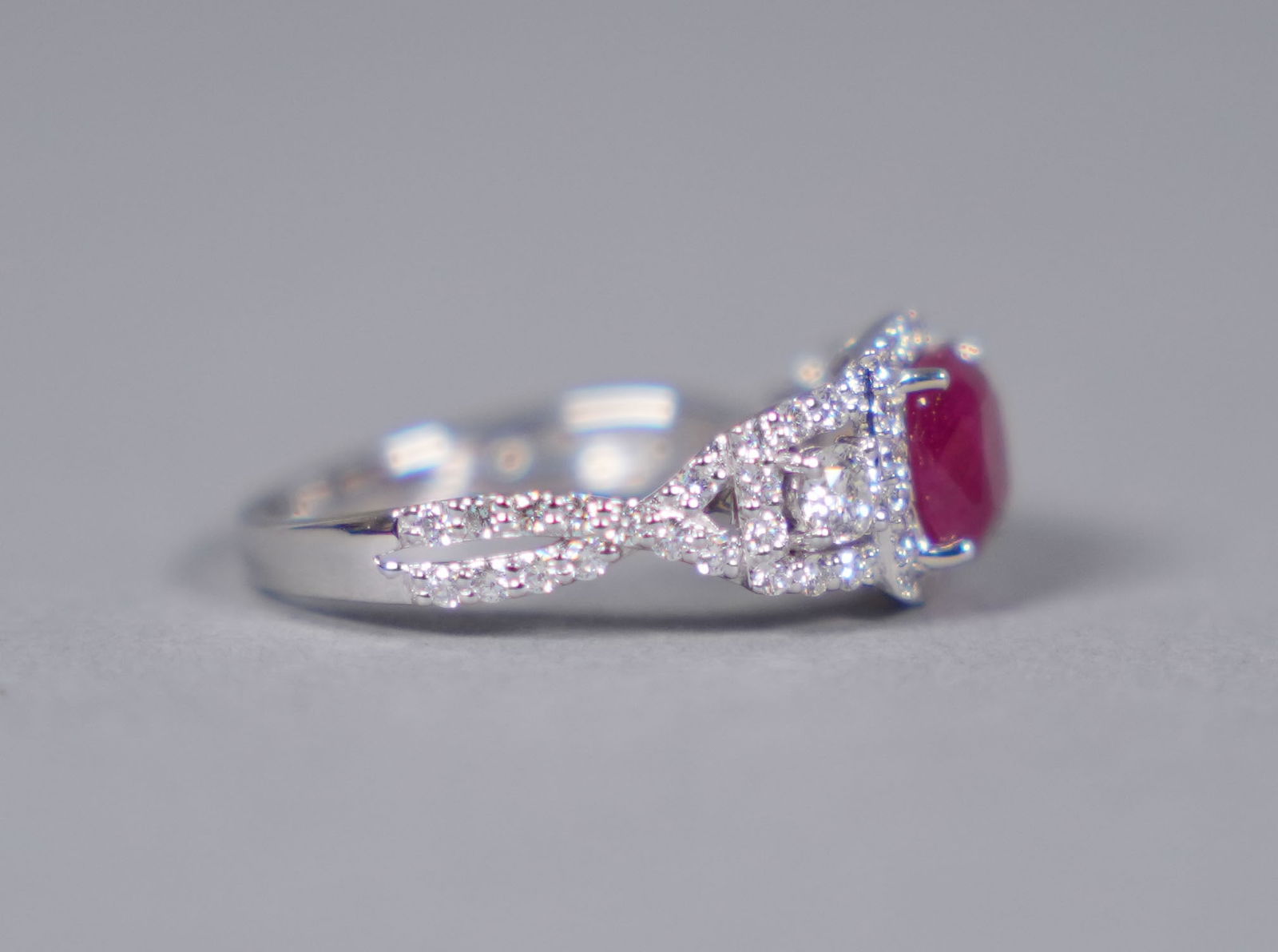 Platinum natural ruby diamond ring GIA cert - 3