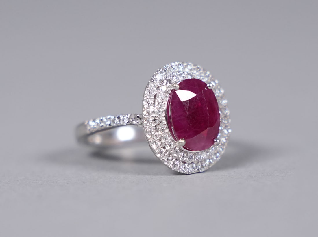 Platinum natural ruby diamond ring GIA cert (1 of 8)