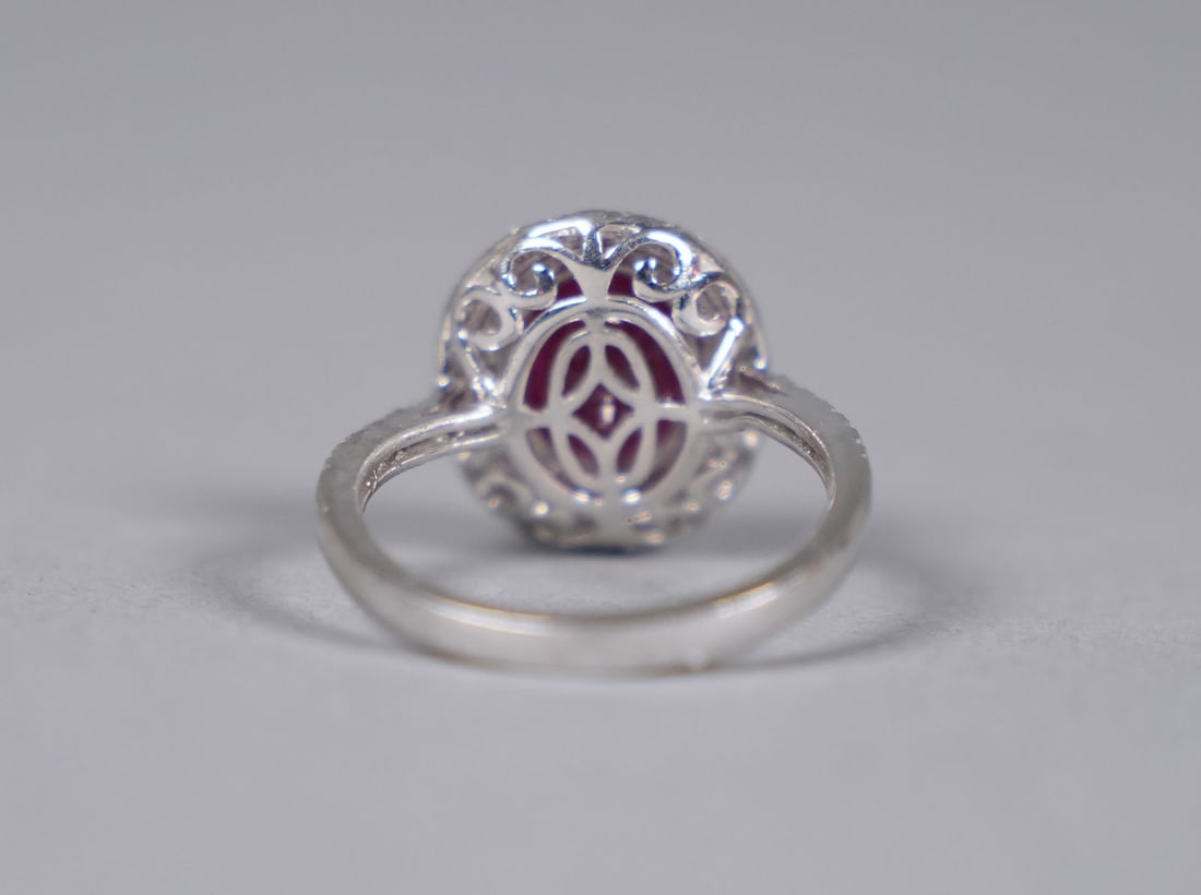 Platinum natural ruby diamond ring GIA cert - 4