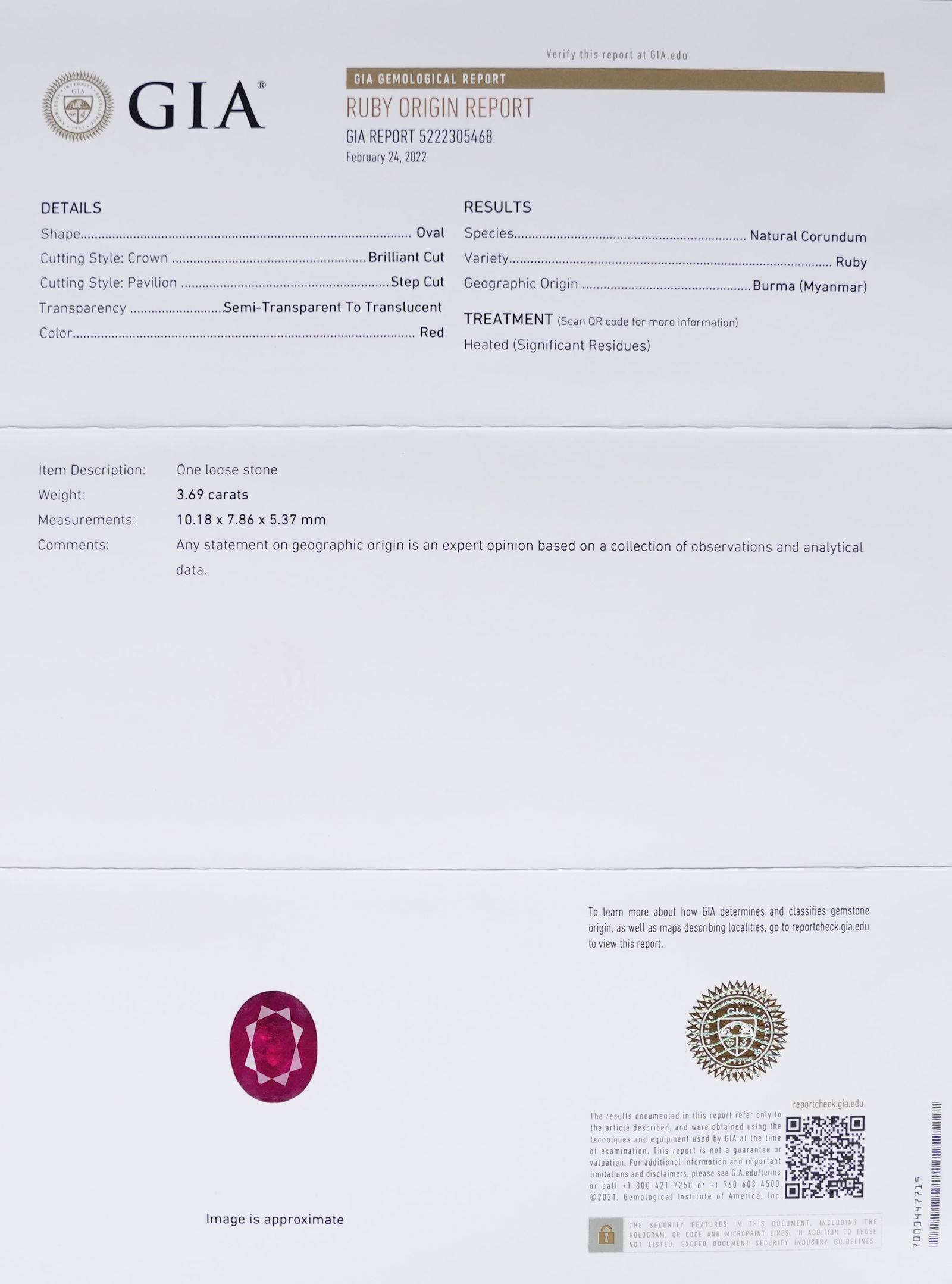 Platinum natural ruby diamond ring GIA cert - 7