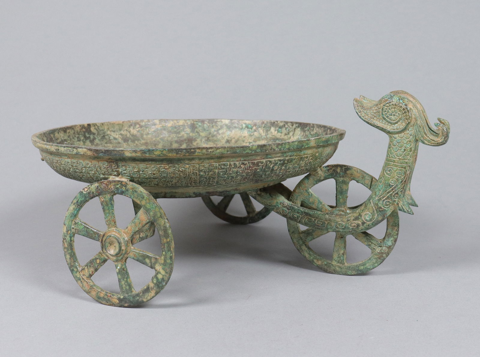 Chinese bronze vessel in beast form: Chinese bronze vessel in beast form. H: 6.75" x W: 9.5."