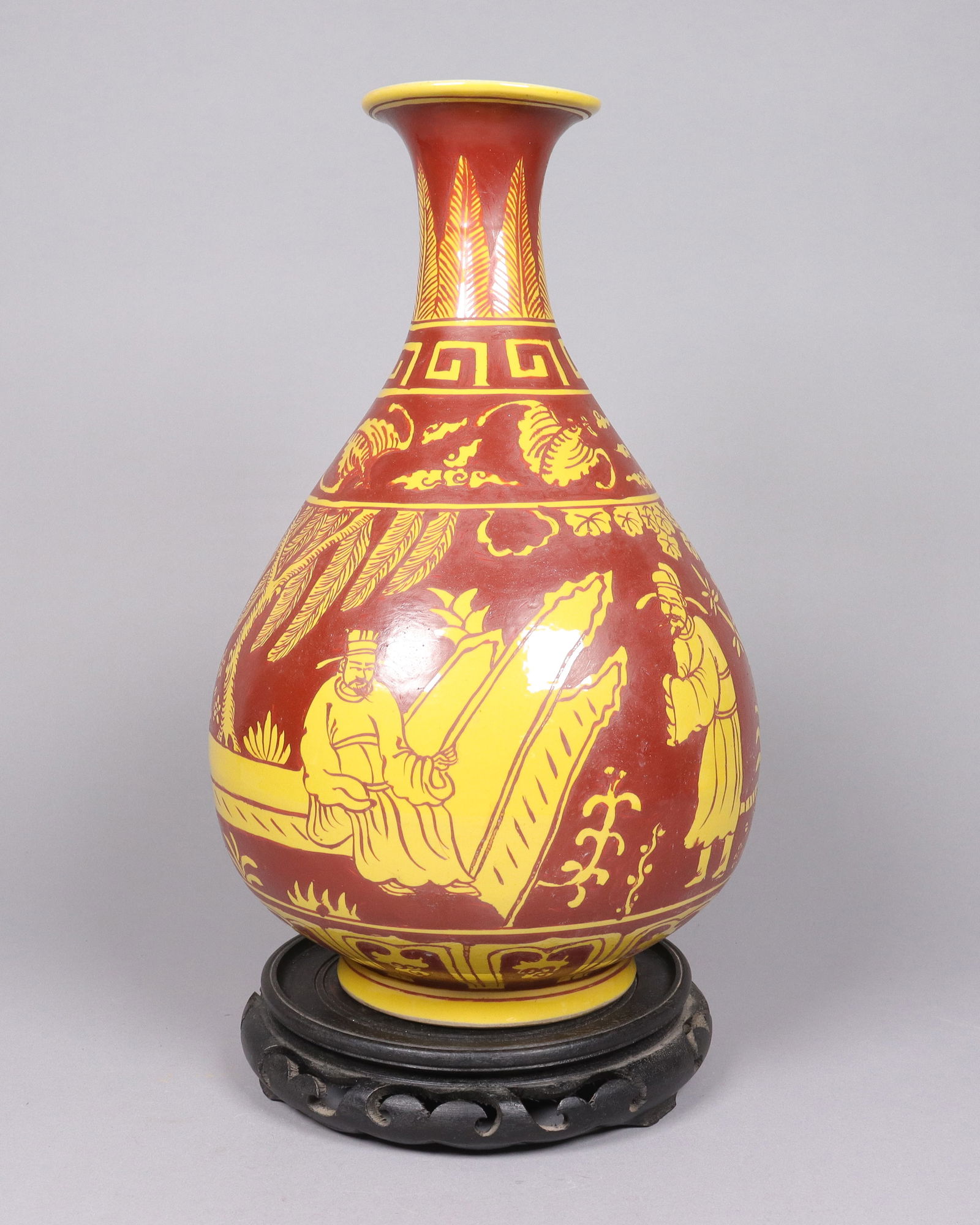 Chinese fine red vase: Chinese fine red vase. H: 13.25" x W: 8."
