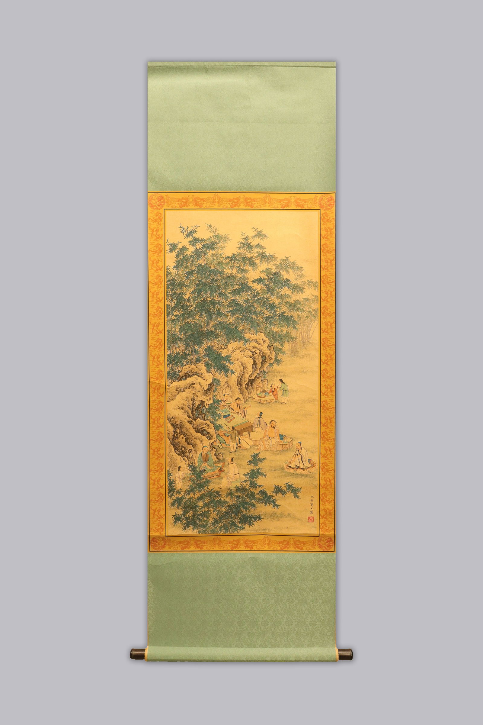 Chinese long painting scroll in box (1 of 5)