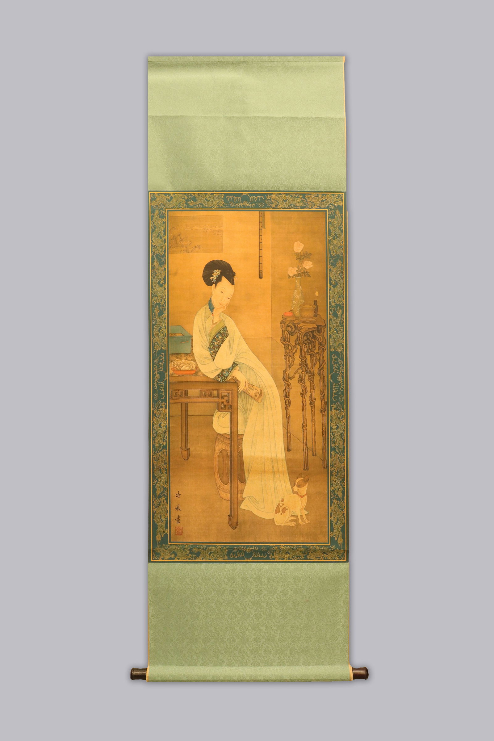 Chinese long painting scroll in box (1 of 5)