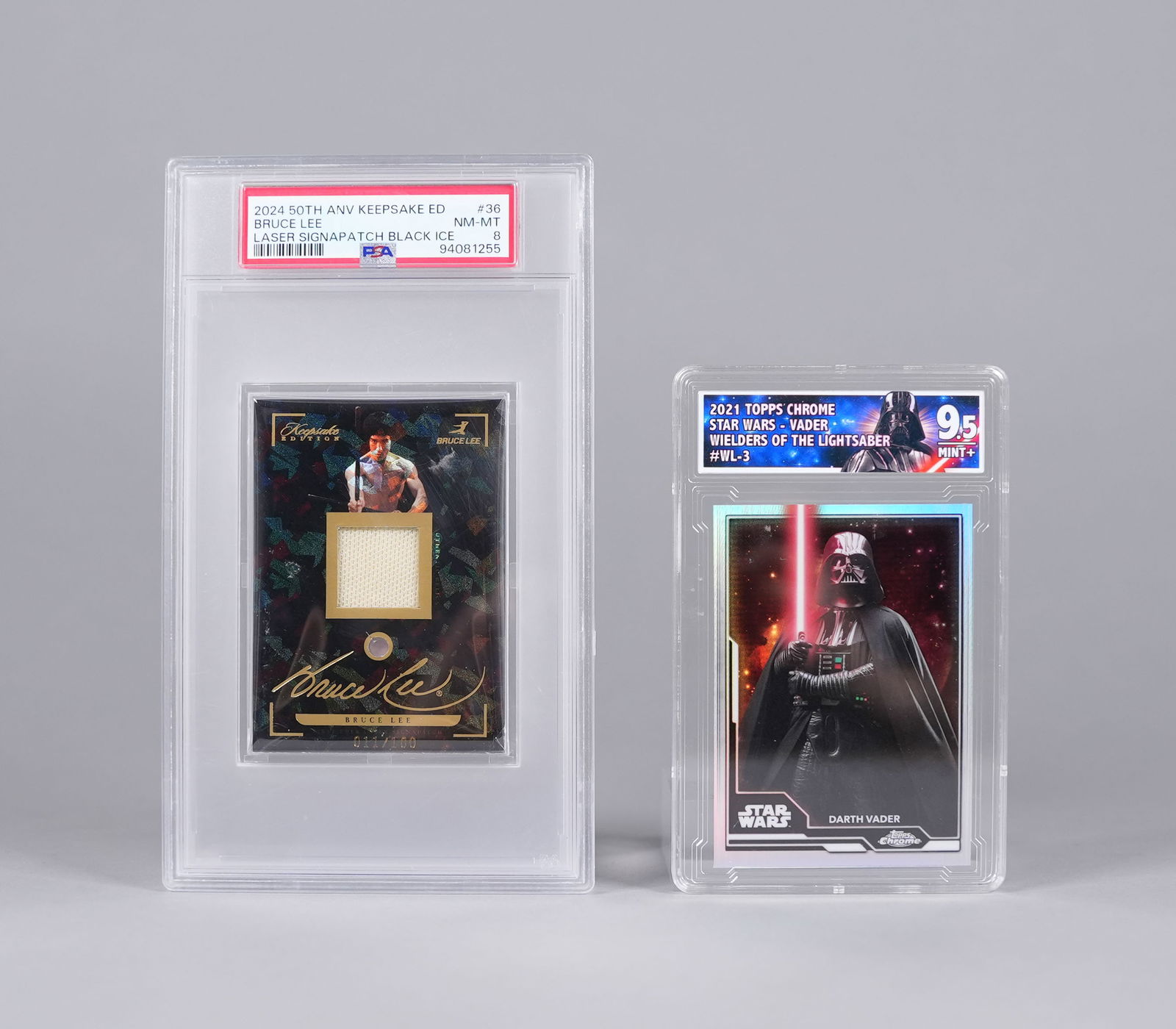 Star Wars and Bruce Lee card PSA: A Star Wars card, and another is PSA graded rare Bruce Lee relic card.