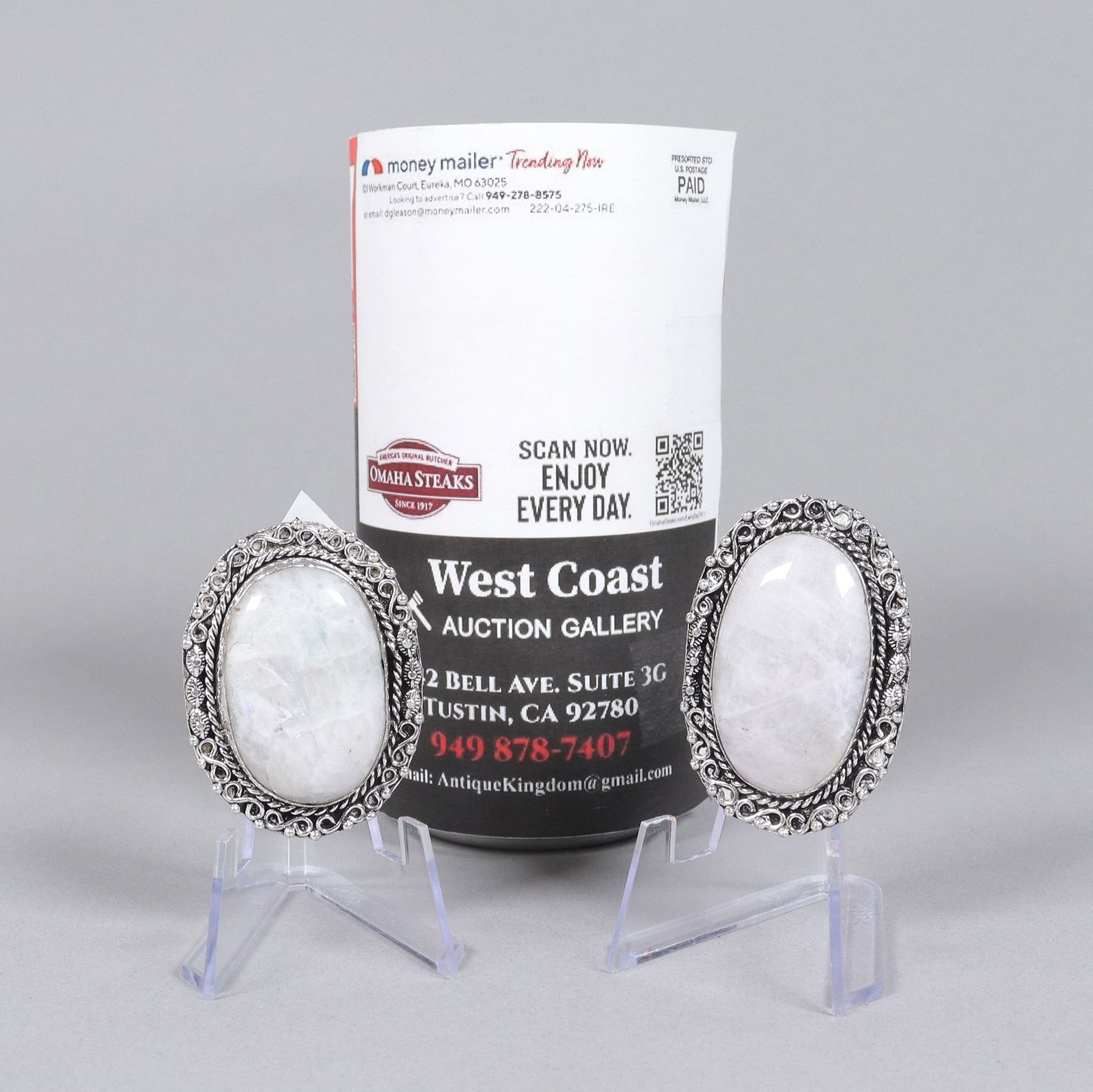 Pair moon stone ring size 9 - 2