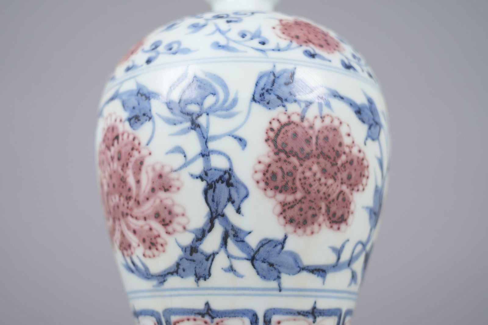 Chinese red blue vase - 5