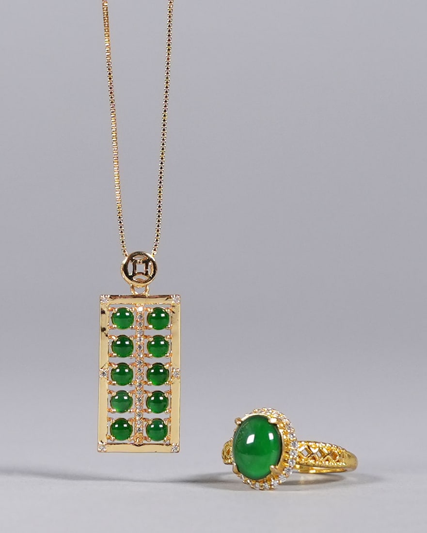 Lots Chinese natural jadeite items: Lots Chinese apple green natural jadeite items. Hardware possibly sterling. No guarantee.