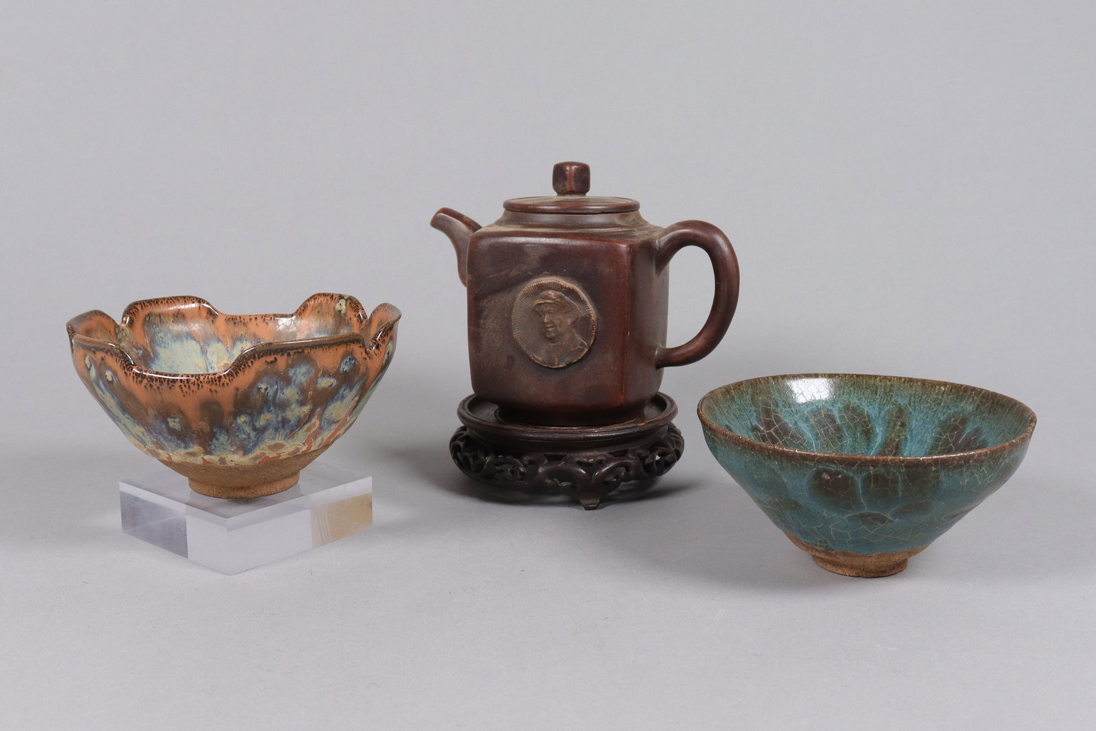 Lots Chinese tea items: Lots Chinese team items. Largest H: 5" x W: 6."