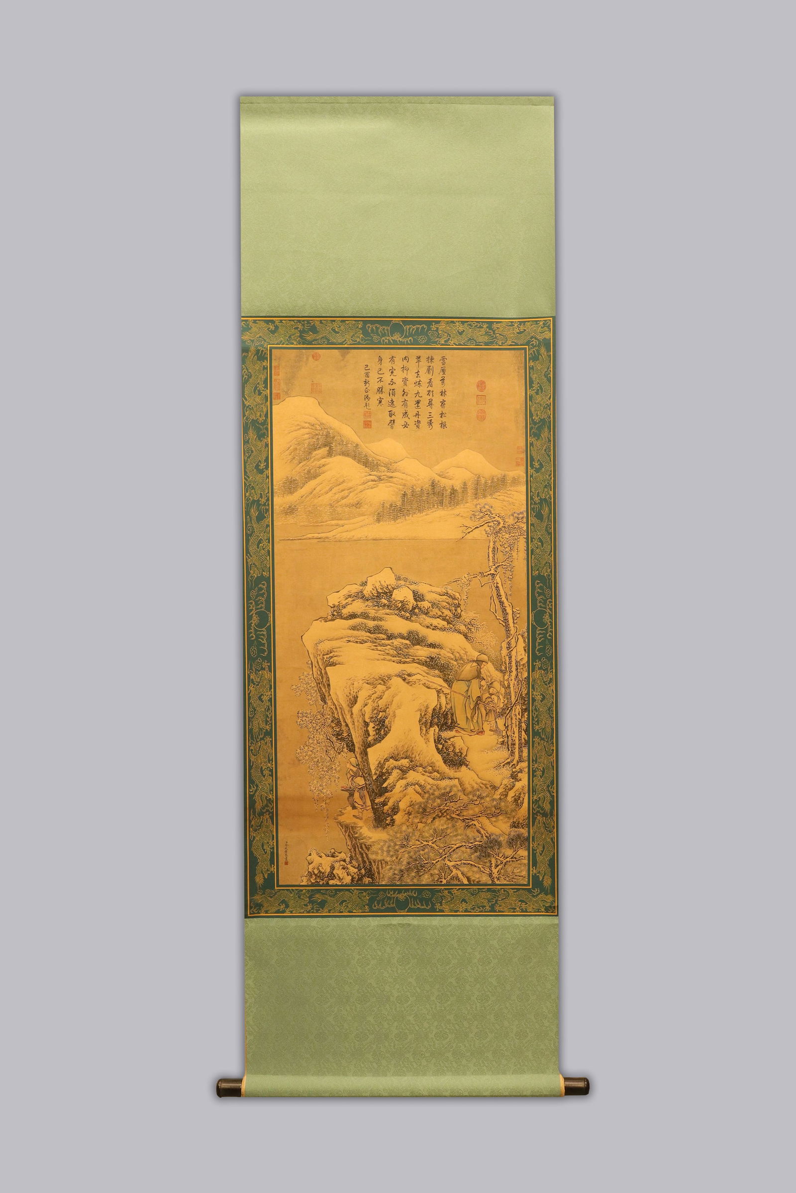 Chinese long scroll with wooden box (1 of 5)