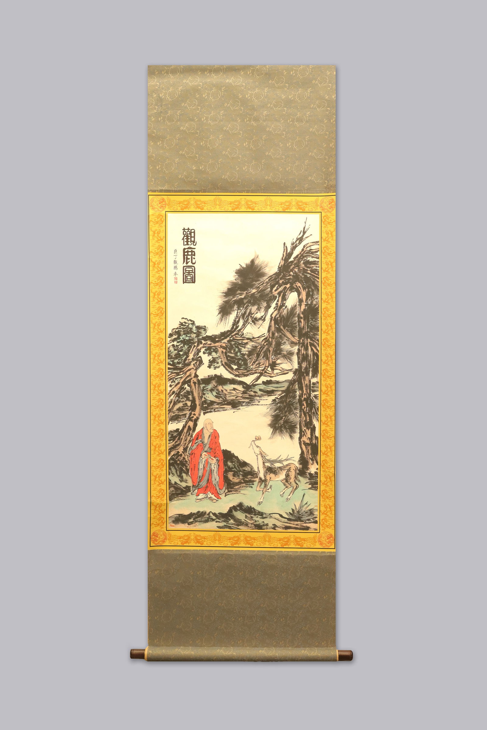 Chinese long scroll with wooden box (1 of 5)