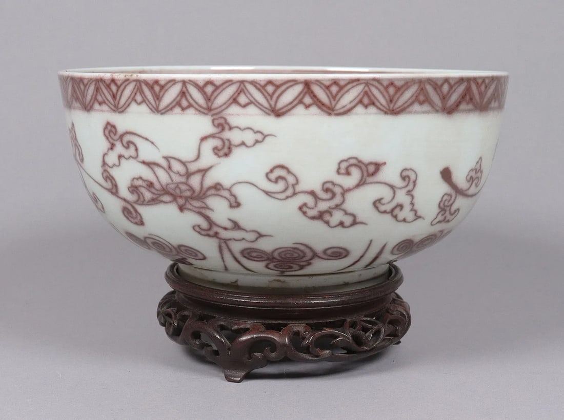 Chinese copper red bowl: Chinese copper red bowl. H: 3.7" x W: 7.75."