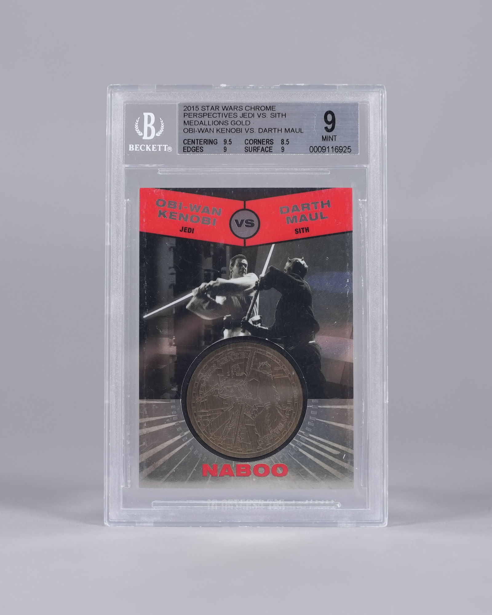 2015 Star Wars medallion card Beckett 9: 2015 Star Wars rare medallion card. Beckett 9. Rare limited 40 out of 50.
