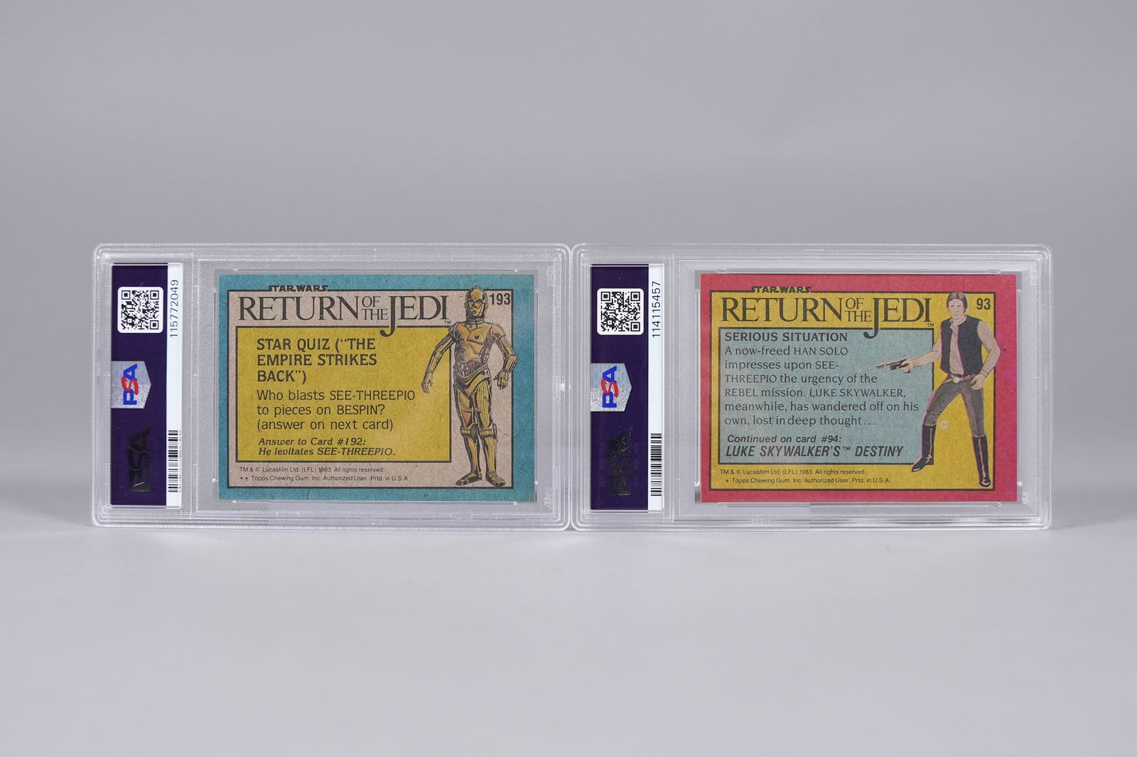 Lots 1983 Star Wars card PSA - 5