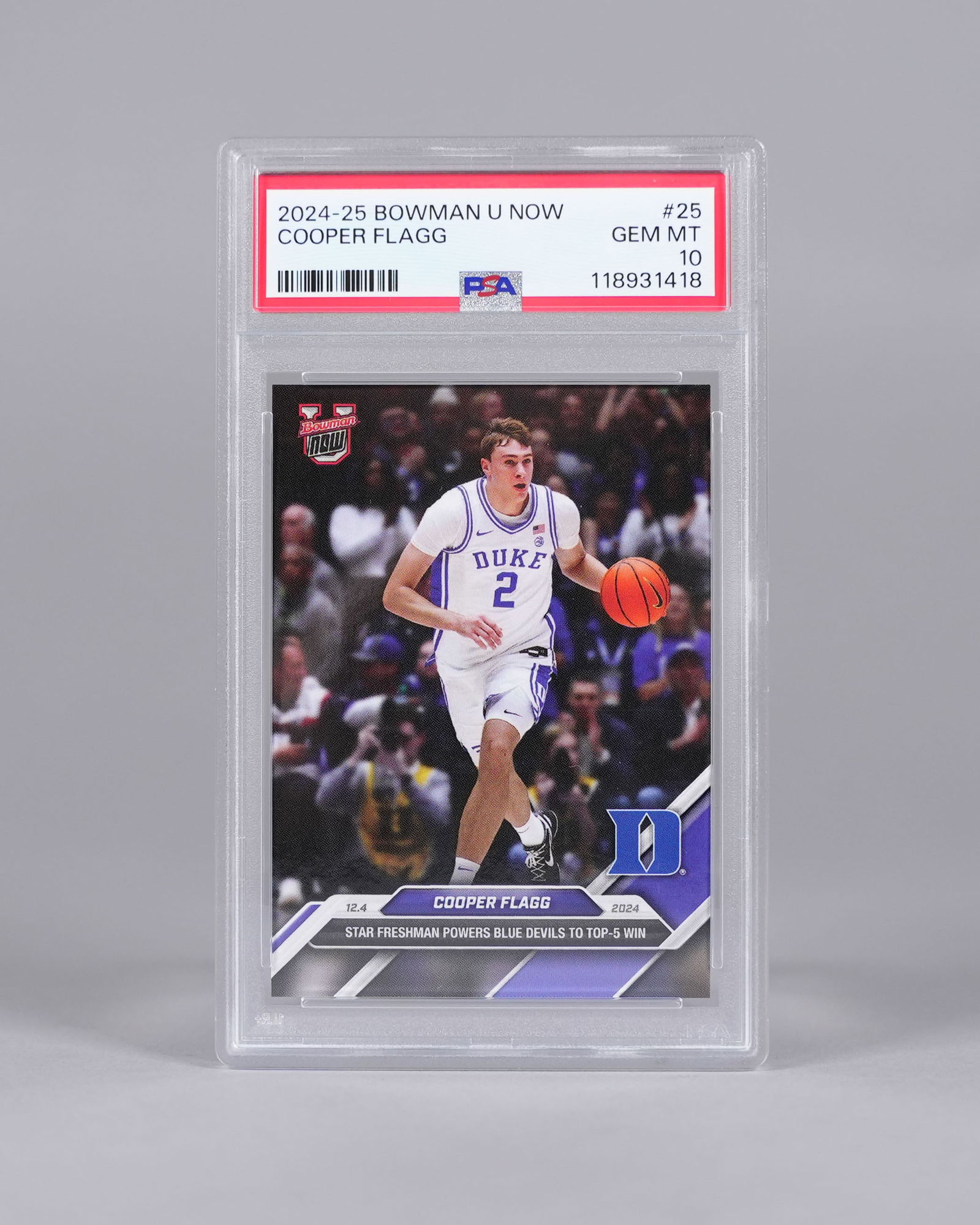 Cooper Flagg Duke college card PSA 10: Cooper Flagg Duke college basketball card. PSA 10.