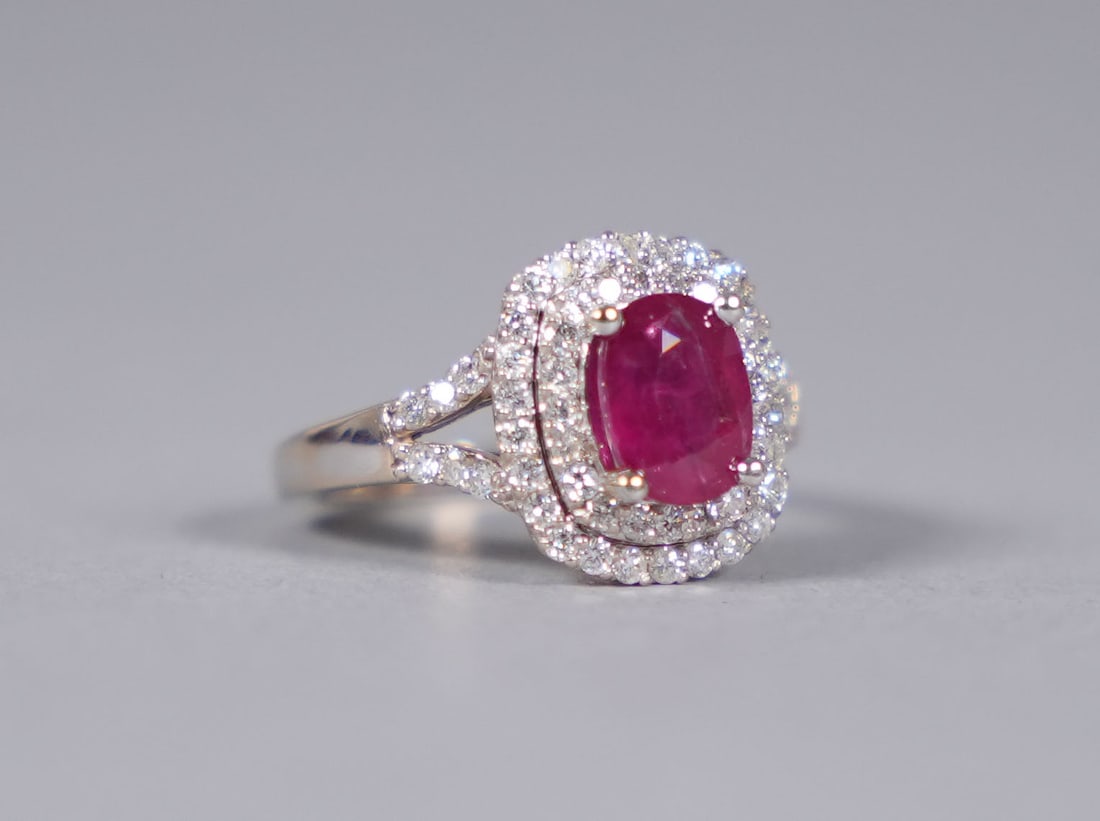 14 kt gold GIA ruby diamond ring (1 of 10)