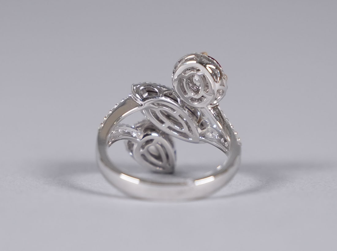 Platinum GIA ruby and diamond ring - 4