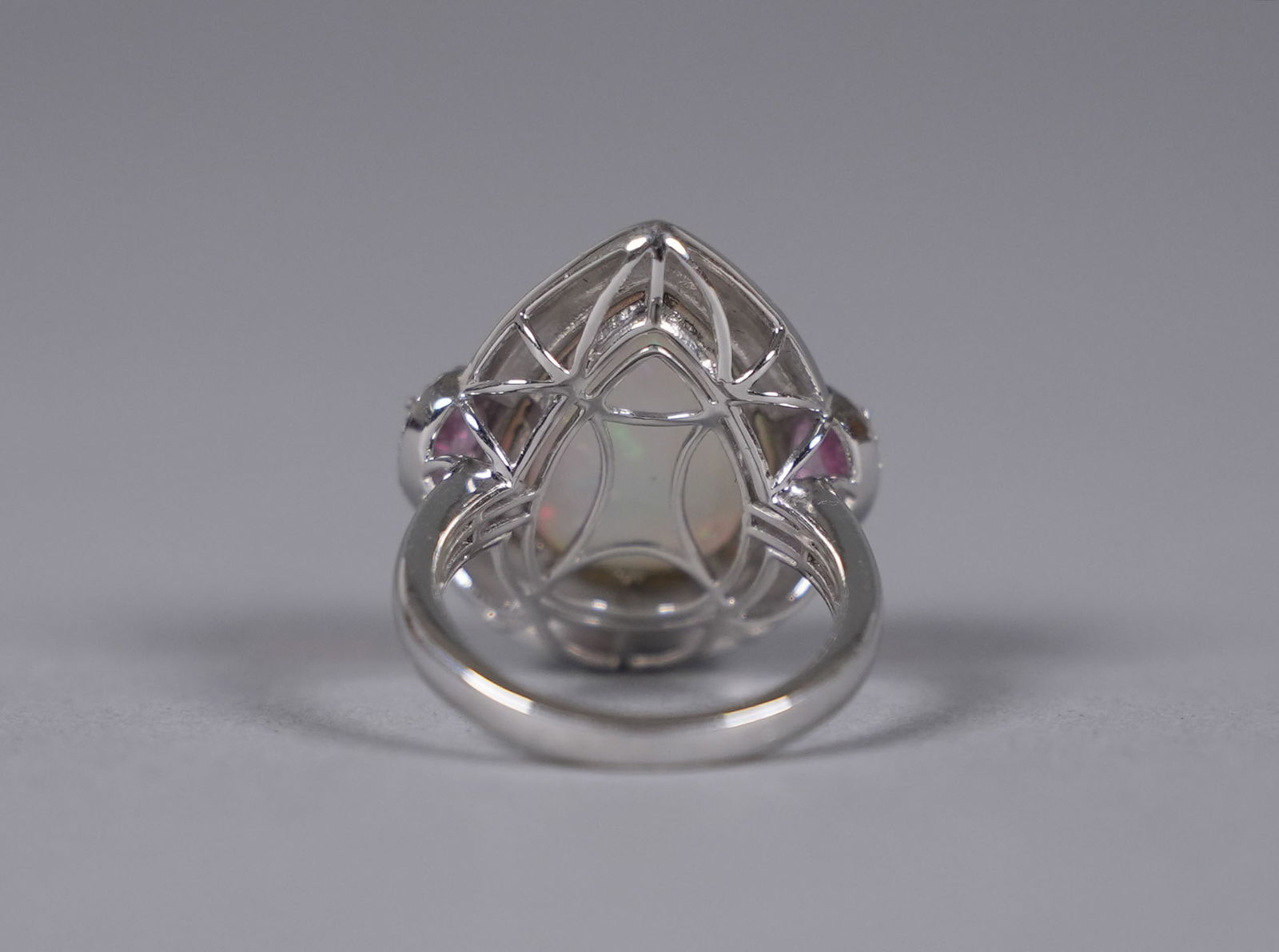 Platinum diamond opal ring - 4