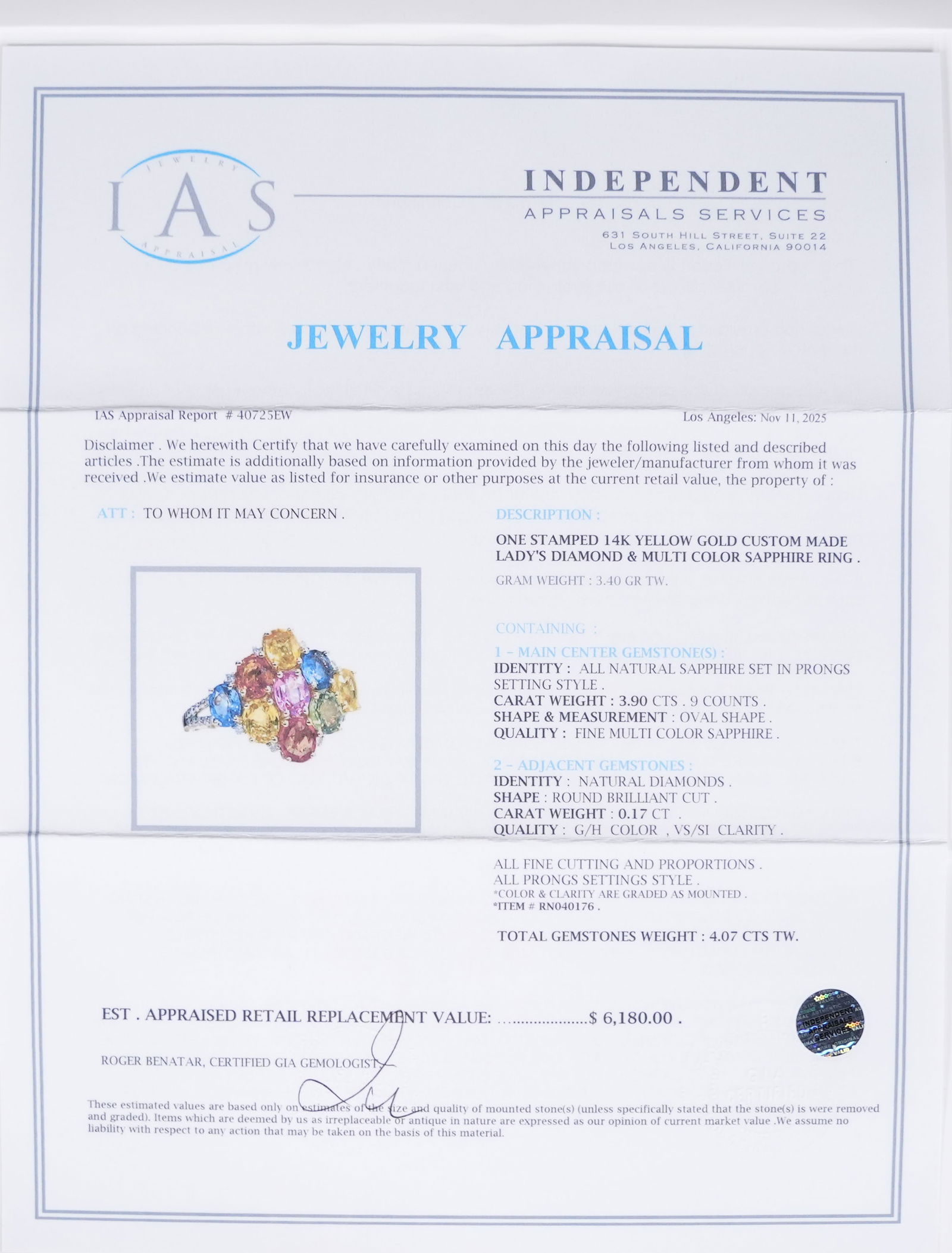 14 kt y/g sapphire ring - 8