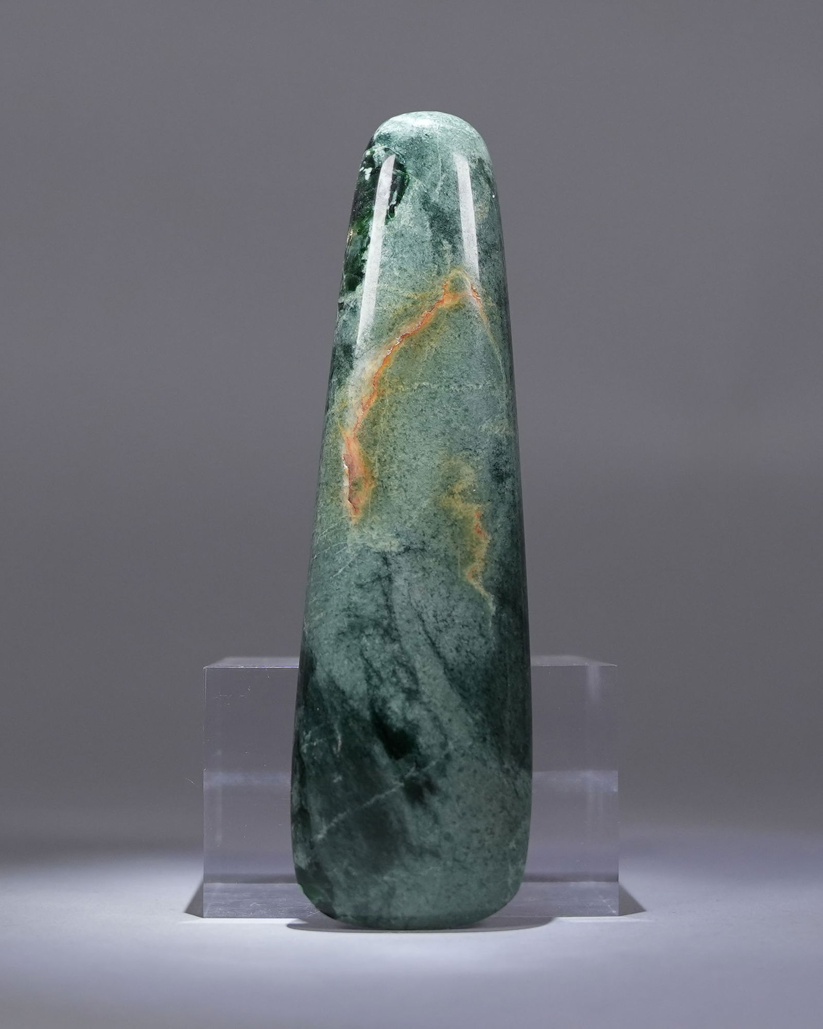 Important Olmec jade celt: Important Olmec jade celt, from a major estate.