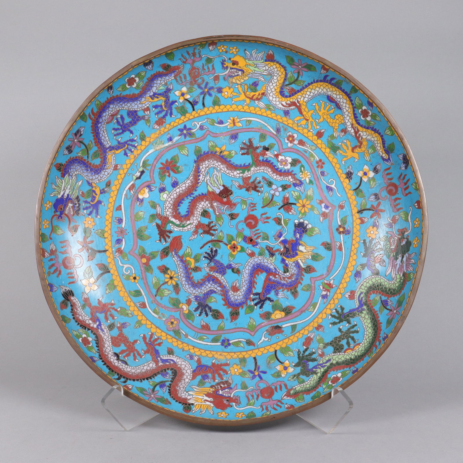 Chinese important cloisonne charger (1 of 6)