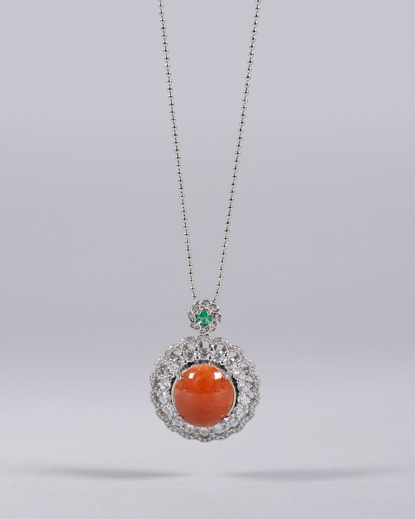 Chinese fine sterling natural jadeite necklace: Chinese fine sterling natural jadeite necklace. From an estate.