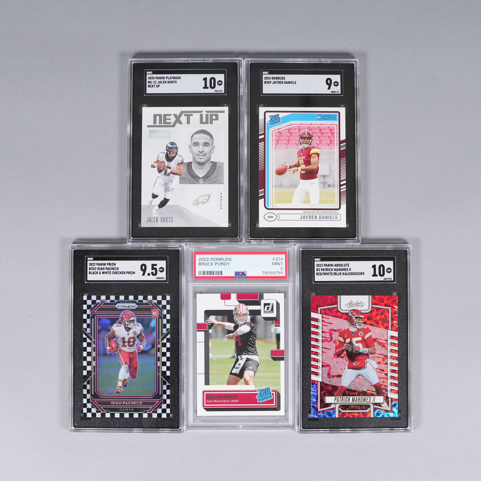 Lots graded NFL football cards: Lots graded NFL football cards.