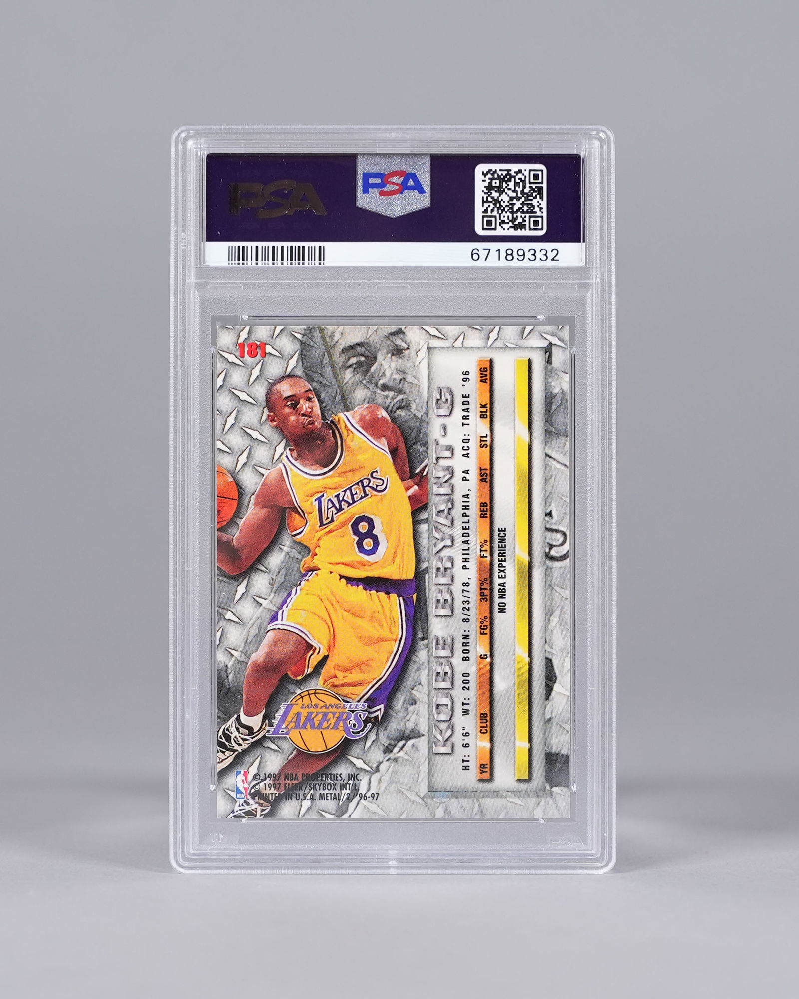 1996 Kobe Bryant card PSA 8 - 2