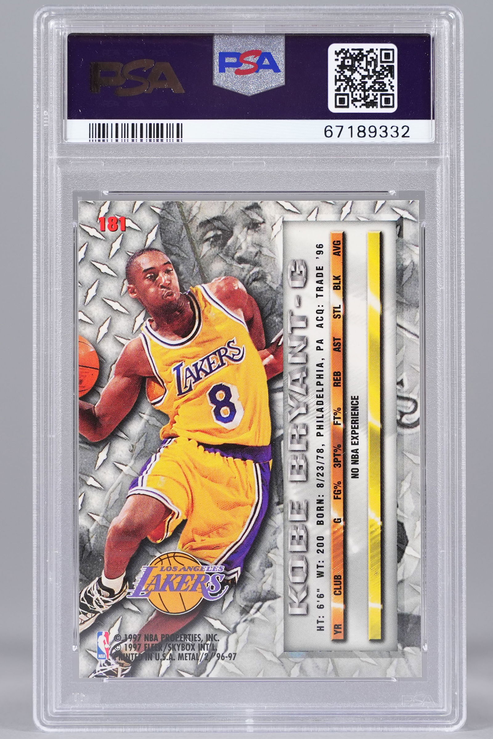 1996 Kobe Bryant card PSA 8 - 4
