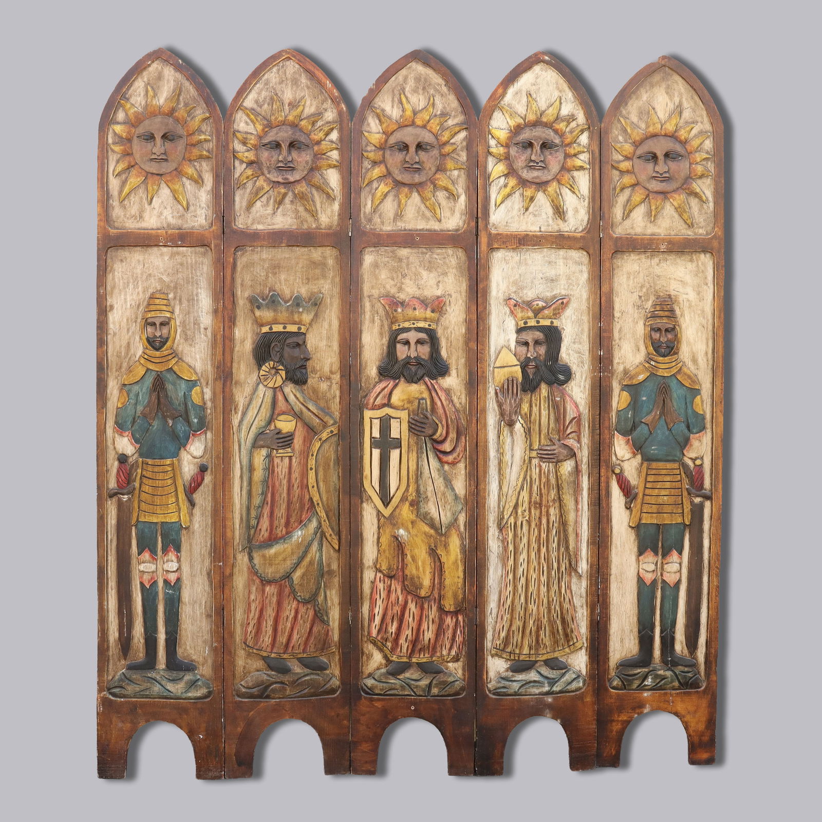 Antique biblical wooden panels: Antique biblical antique wooden panels, condition selling it as is. From a major estate. H: 57.5" x W: 67."