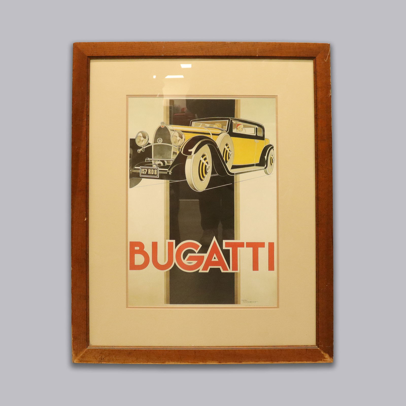 A Bugatti large wall art: A Bugatti large art wall, bottom right hand corner signed.