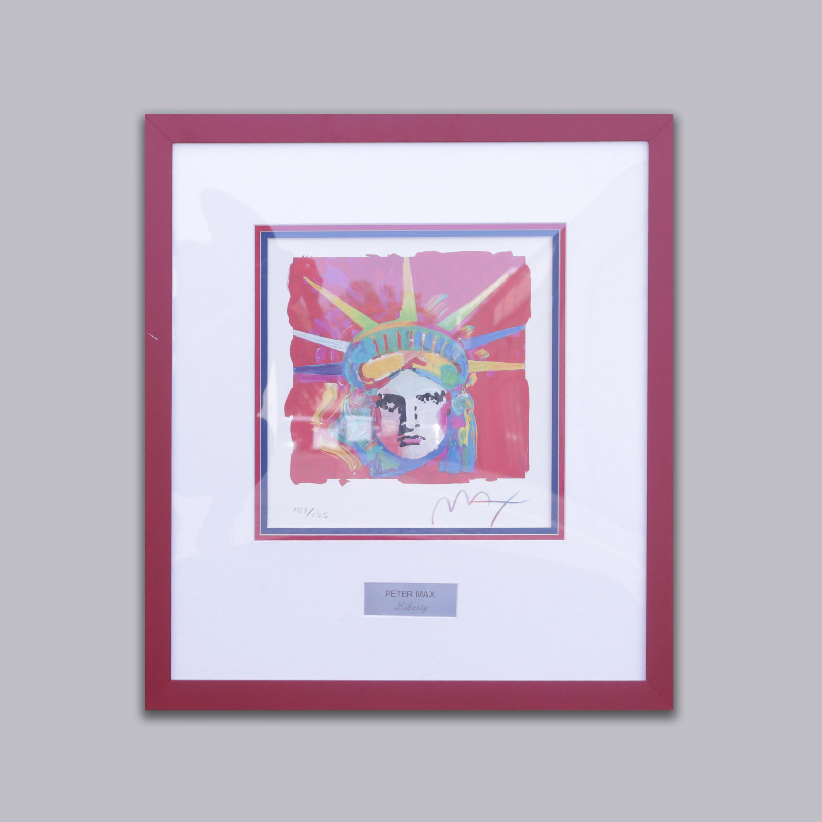 Peter Max liberty art signed: Peter Max signed art and framed. Numbered 107 of 125. H: 24" x W: 21.5."