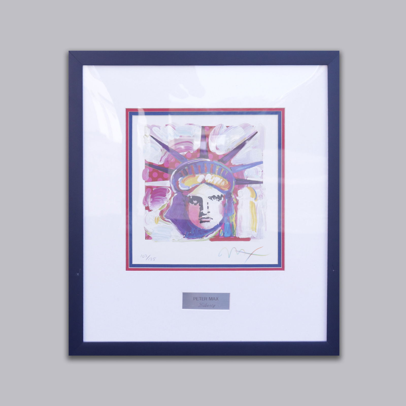 Peter Max liberty art signed: Peter Max signed art and framed. Numbered 107 of 125. H: 24" x W: 21.5."